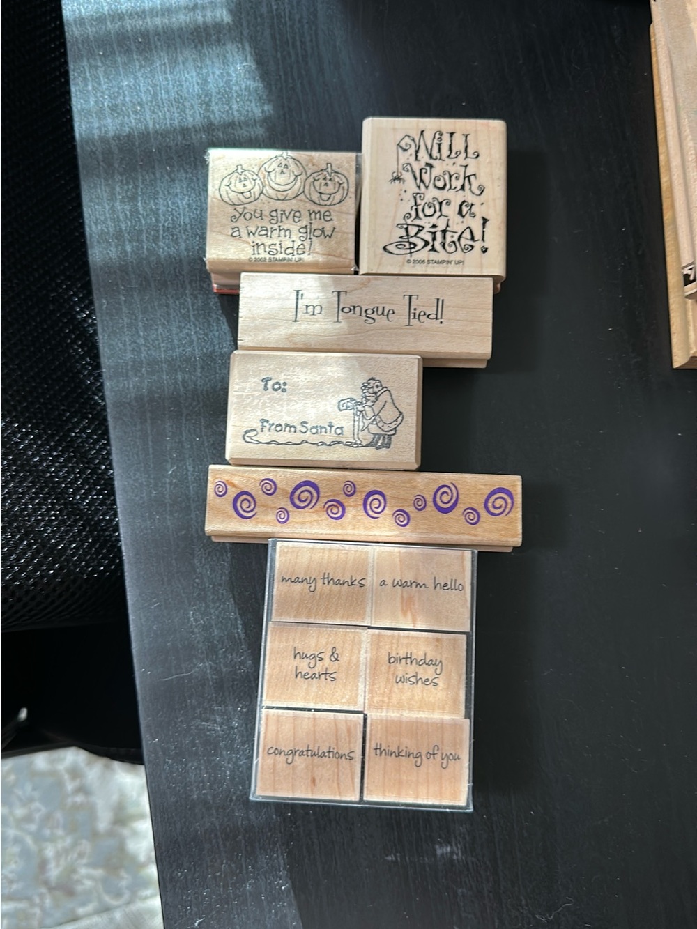 Wooden Decorative Phrase Stamp Set - Natural Wood